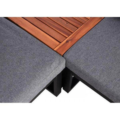 Garten-Garnitur HWC-L26, Gartenlounge Lounge-Set Sitzgruppe Sofa, Aluminium Akazie Holz MVG-zertifiziert ~ dunkelgrau - Palo24