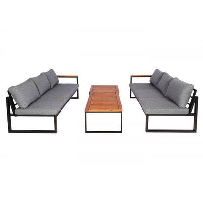 Garten-Garnitur HWC-L26, Gartenlounge Lounge-Set Sitzgruppe Sofa, Aluminium Akazie Holz MVG-zertifiziert ~ dunkelgrau - Palo24