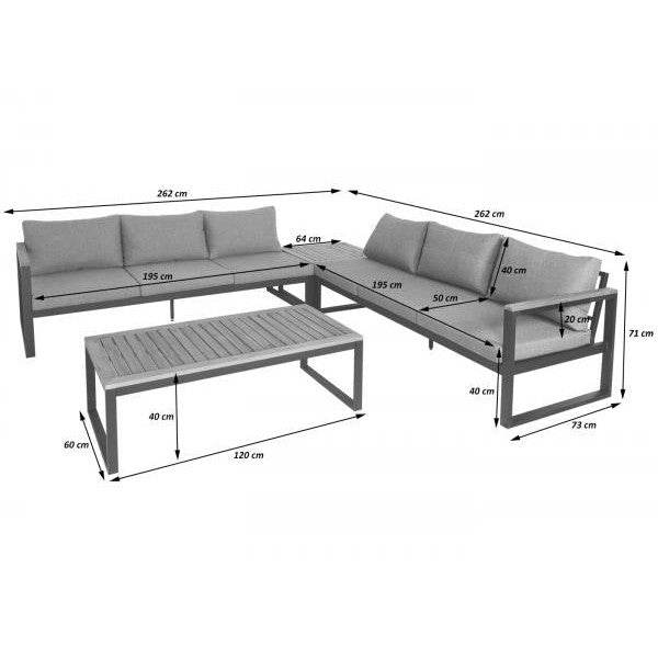Garten-Garnitur HWC-L26, Gartenlounge Lounge-Set Sitzgruppe Sofa, Metall Akazie Holz MVG-zertifiziert ~ hellgrau - Palo24