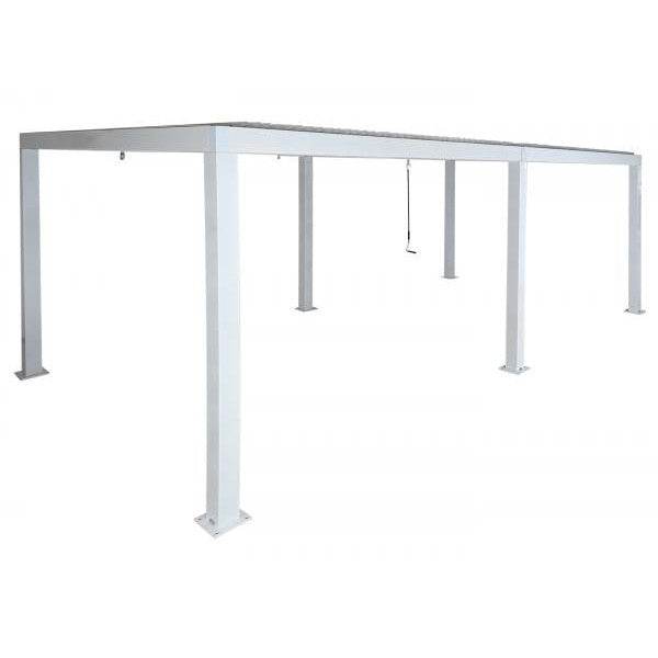Pergola HWC-L46, Gartenpavillon Lamellen-Pavillon, 11cm-Aluminium-Gestell, Regenrinne sturmfest, 3x6m ~ weiss - Palo24