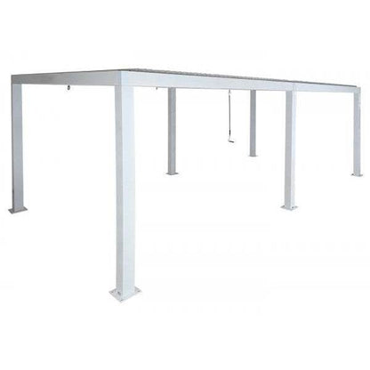 Pergola HWC-L46, Gartenpavillon Lamellen-Pavillon, 11cm-Aluminium-Gestell, Regenrinne sturmfest, 3x6m ~ weiss - Palo24