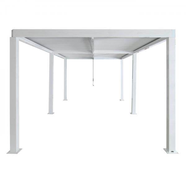 Pergola HWC-L46, Gartenpavillon Lamellen-Pavillon, 11cm-Aluminium-Gestell, Regenrinne sturmfest, 3x6m ~ weiss - Palo24