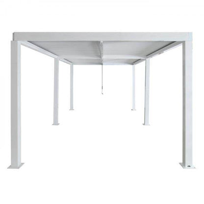Pergola HWC-L46, Gartenpavillon Lamellen-Pavillon, 11cm-Aluminium-Gestell, Regenrinne sturmfest, 3x6m ~ weiss - Palo24