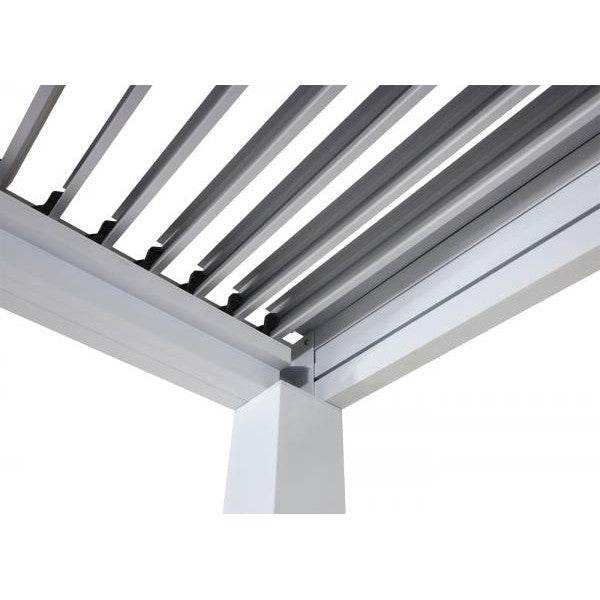 Pergola HWC-L46, Gartenpavillon Lamellen-Pavillon, 11cm-Aluminium-Gestell, Regenrinne sturmfest, 3x6m ~ weiss - Palo24