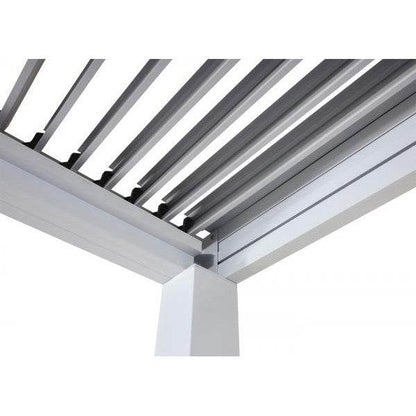 Pergola HWC-L46, Gartenpavillon Lamellen-Pavillon, 11cm-Aluminium-Gestell, Regenrinne sturmfest, 3x6m ~ weiss - Palo24