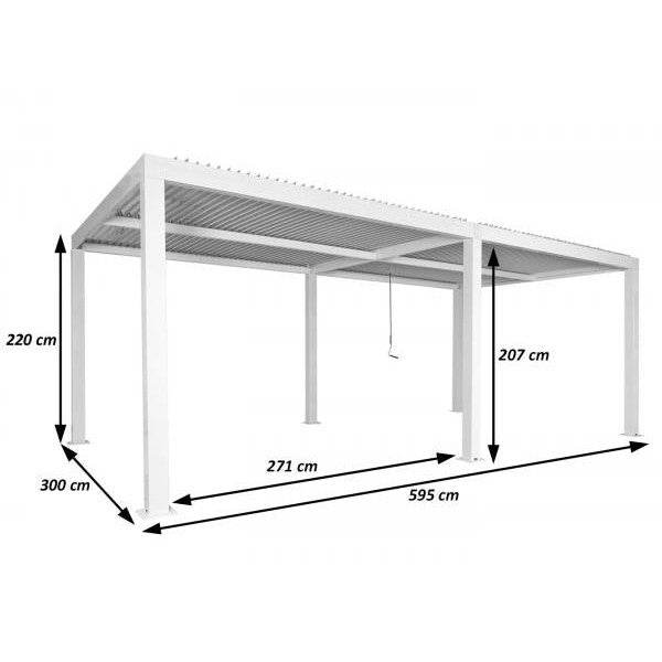 Pergola HWC-L46, Gartenpavillon Lamellen-Pavillon, 11cm-Aluminium-Gestell, Regenrinne sturmfest, 3x6m ~ weiss - Palo24