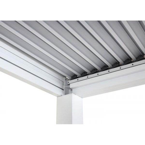 Pergola HWC-L46, Gartenpavillon Lamellen-Pavillon, 11cm-Aluminium-Gestell, Regenrinne sturmfest, 3x6m ~ weiss - Palo24
