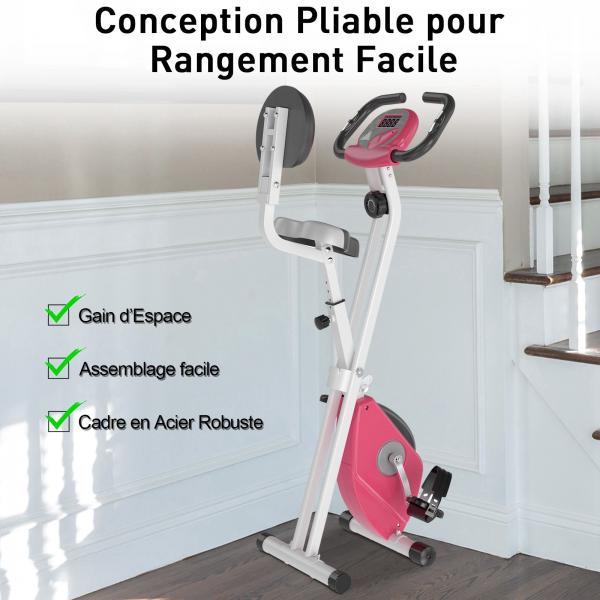 Home Trainer Bicicletta Trainer Altezza Regolabile Rosa+Bianco