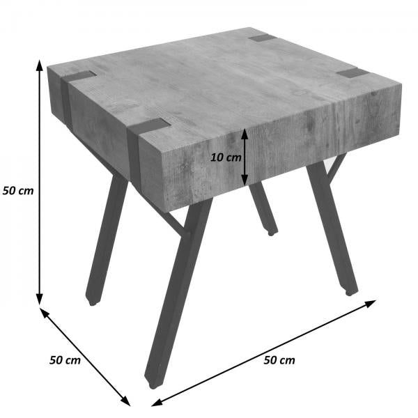 Tavolino laterale tavolino da caffè comodino tavolo da salotto tavolino da caffè, metallo MDF 50x50x50cm ~ rovere selvatico scuro