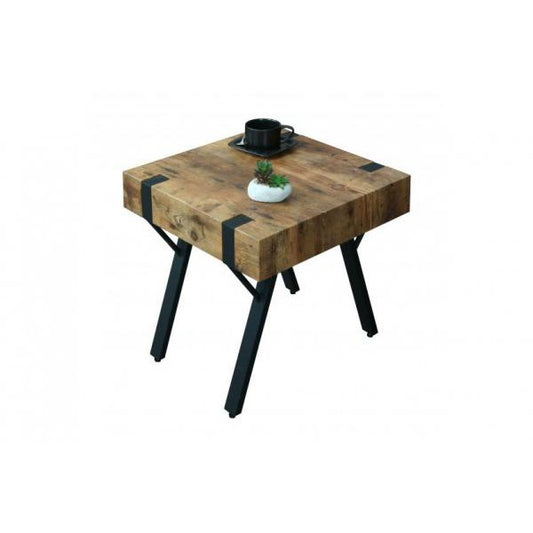 Table d'appoint table basse table de chevet table de salon table basse, métal MDF 50x50x50cm ~ chêne sauvage foncé