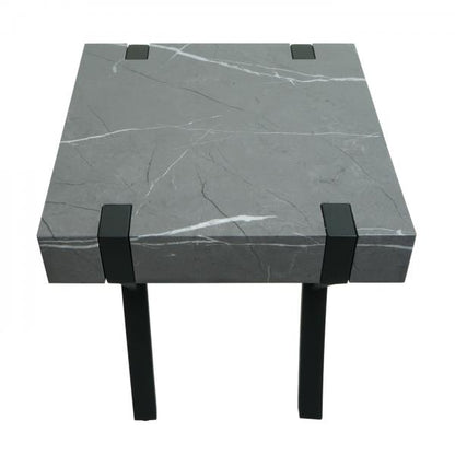 Tavolino tavolino tavolino comodino tavolino da salotto tavolino da caffè, ferro MDF 50x55x50cm ~ effetto marmo grigio