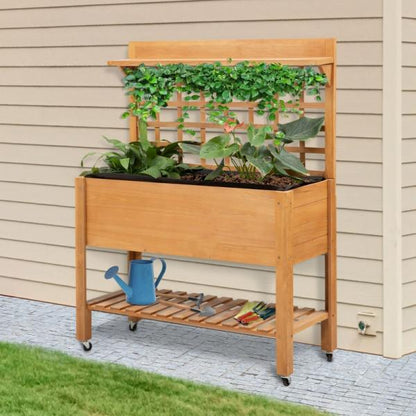 Hochbeet Pflanztisch Blumentisch Arbeitstisch Gärtnertisch Holzpflanztisch Tanne, Braun