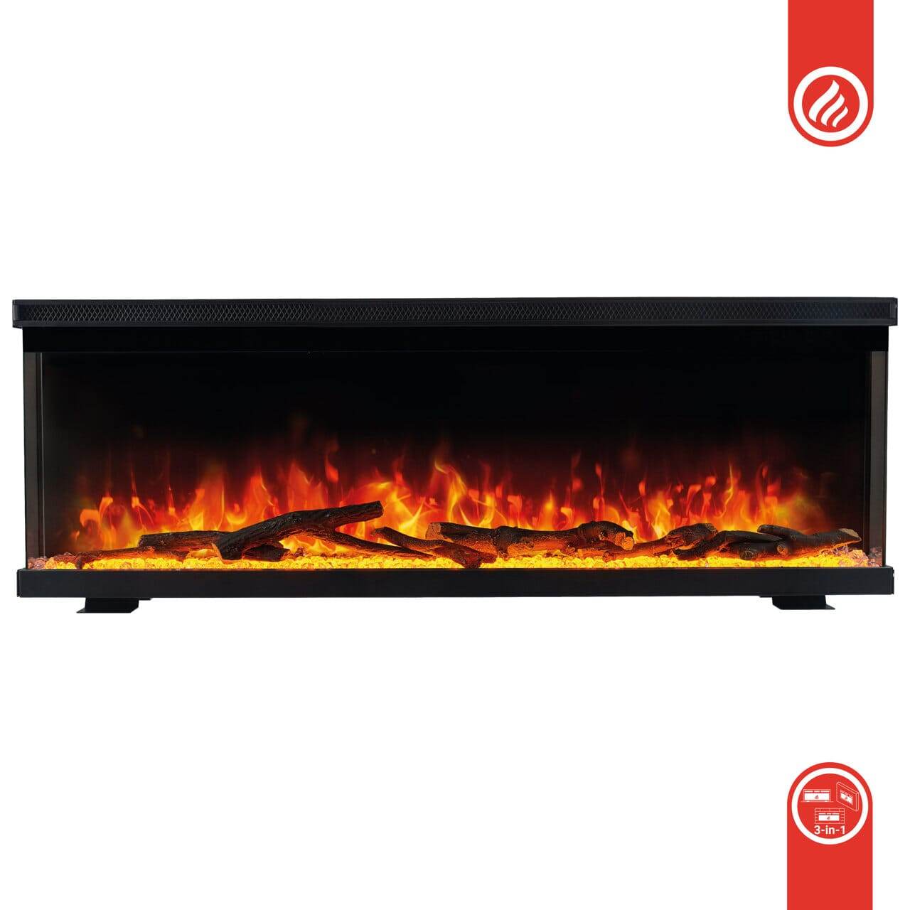 KAMINIO 3-in-1 Elektrokamin LEA - Panoramaview 42 Zoll Schwarz - Palo24