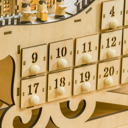 Calendario dell'avvento da riempire con 24 scomparti per cassetti Calendario di Natale con luci LED a forma di slitta