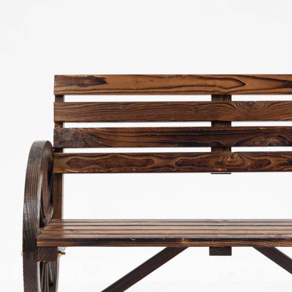 Gartenbank, Wagenrad-Design, für 2 Personen, Naturholz, dunkelbraun, 105,5 x 56 x 79cm - Palo24