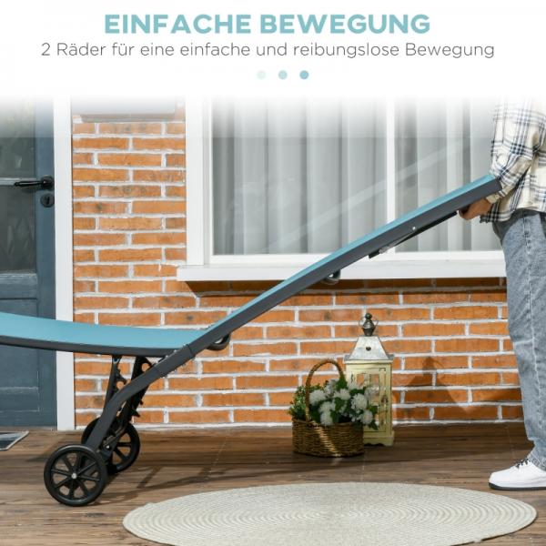 Sonnenliege, 5-stufig verstellbare Rücklehne, atmungsaktiver Stoff, Aluminiumrahmen, blau - Palo24