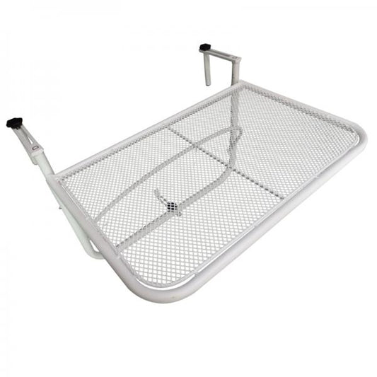 Balkonhängetisch Hängetisch höhenverstellbar viereckig Terrasse Metall Weiss L60 x B56,5 x H45 cm