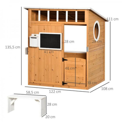 Spielhaus Holz Kinderspielhaus Briefkasten Outdoor Gartenspielhaus mit Blumentopfrack - Palo24