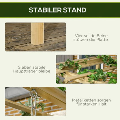 Schaukelbank mit Pergola, für 2 Personen, höhenverstellbar, Massivholzrahmen - Palo24