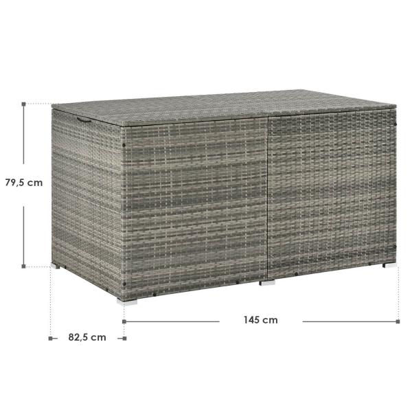 Polyrattan Auflagenbox Ikaria grau mit Deckel 950 Liter