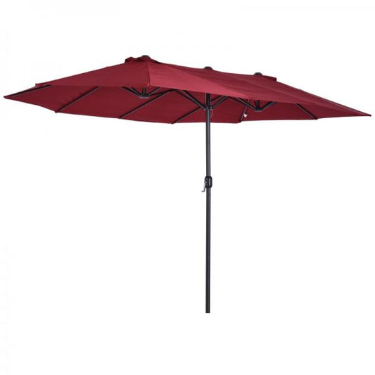 Parasol Doppio Ombrellone da Patio con Manovella Rosso Vino Ovale