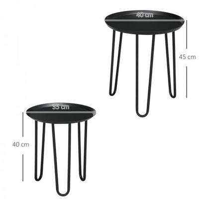 Ensemble de 2 tables d'appoint au design Scandi, tables basses, empilables, noir