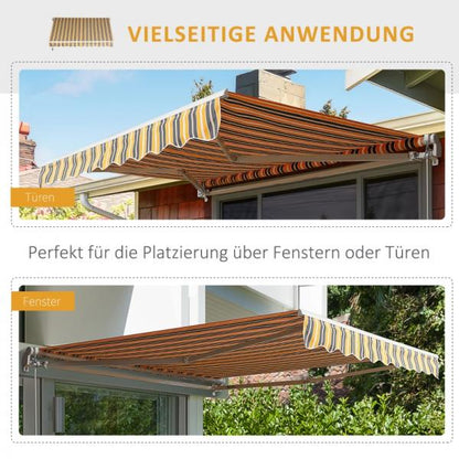 Markise Gelenkarmmarkise Sonnenschutz Handkurbel Balkon Alu Gelb Grau 2,95 x 2,45 m