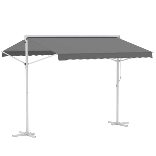 Tenda da sole da giardino autoportante con braccio pieghevole grigia 3m x 3m