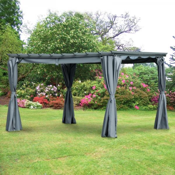 3,6 x 3 m Pergola-Pavillion Abnehmbare Dach Sonnenschutz Grau - Palo24