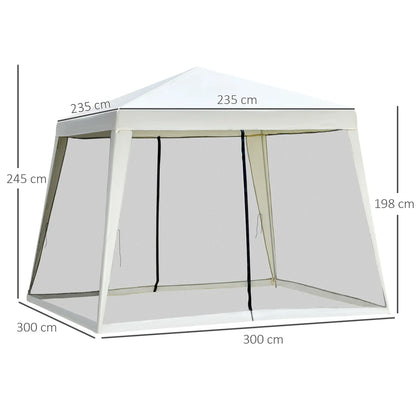 Pavillon de Jardin Pavillon Chapiteau Tente de fête Tente résistante aux intempéries avec moustiquaire Beige 3 x 3 m