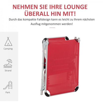 Sonnenliege Gartenliege Alu Stoffliege Relaxliege 5-fach verstellbar faltbar ergonomisch Netzstoff Rot 170 x 60 x 76 cm - Palo24