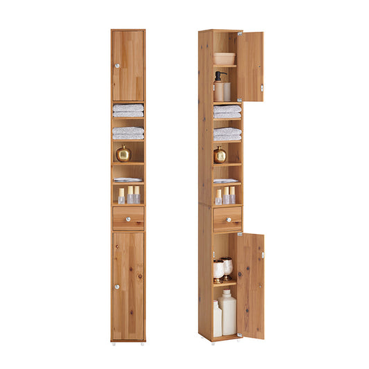Schmal Badschrank Holzfarbe 5 Fächer