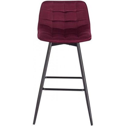 Lot de 2 chaises de bar design avec repose-pieds en velours, pieds en métal Elif bordeaux