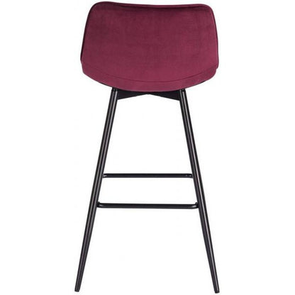 Lot de 2 chaises de bar design avec repose-pieds en velours, pieds en métal Elif bordeaux