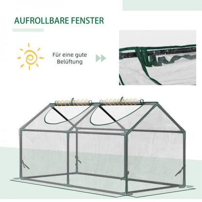 Foliegewächshaus mit Fenster PVC Treibhaus Tomatenhaus Frühbeet 120 x 60 x 60 cm Transparent