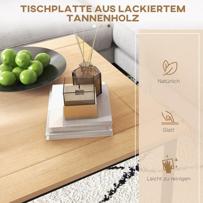 Couchtisch Metallbeine Natur + Schwarz