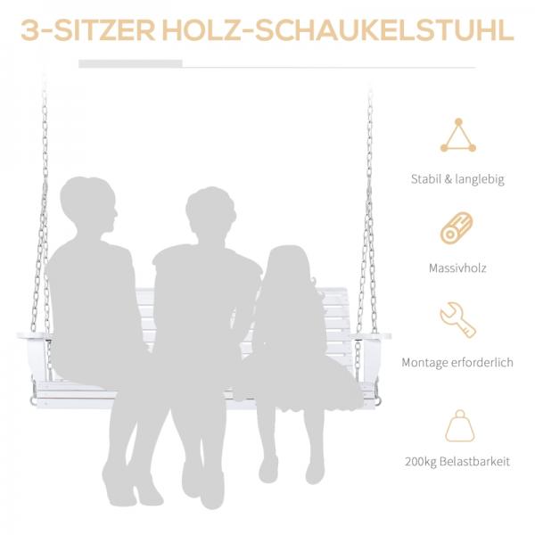 Hängebank mit Klapptisch und Becherhaltern Naturholz weiss - Palo24