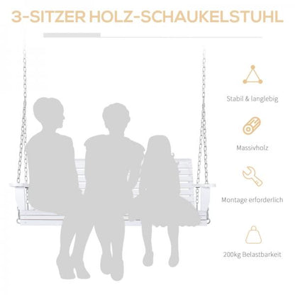 Hängebank mit Klapptisch und Becherhaltern Naturholz weiss - Palo24