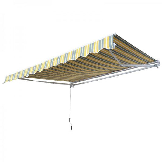 Auvent à bras repliable protection solaire balcon à manivelle aluminium jaune gris 2,95 x 2,45 m