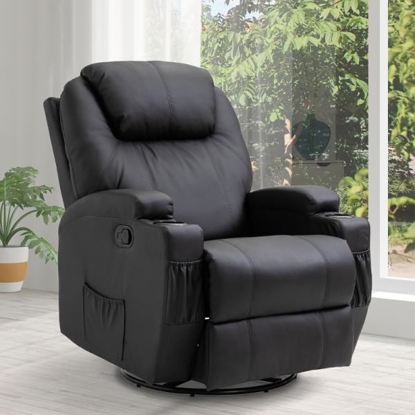 Fauteuil de massage électrique fonction massage 5 modes de massage fonction inclinable noir