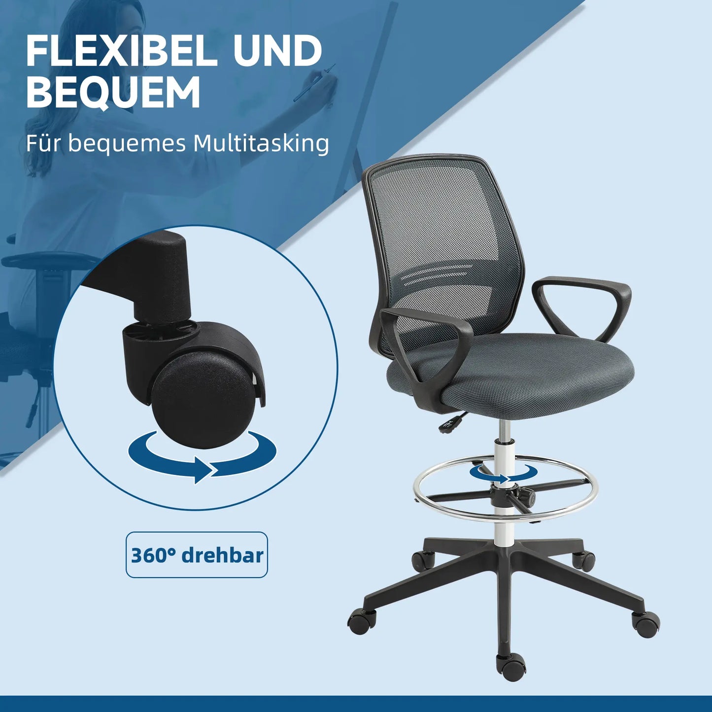 Bürostuhl Ergonomischer Schreibtischstuhl mit Armlehnen Grau
