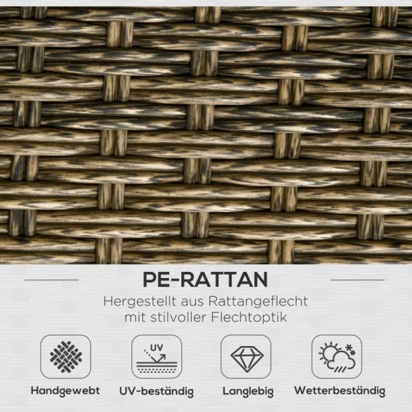 5-teiliges Gartenmöbel-Set Lounge aus PE-Rattan, 2 Sessel, 1 Sofa, 2 Beistelltisch, Boho-Stil, Braun+Grau - Palo24