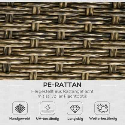 5-teiliges Gartenmöbel-Set Lounge aus PE-Rattan, 2 Sessel, 1 Sofa, 2 Beistelltisch, Boho-Stil, Braun+Grau - Palo24