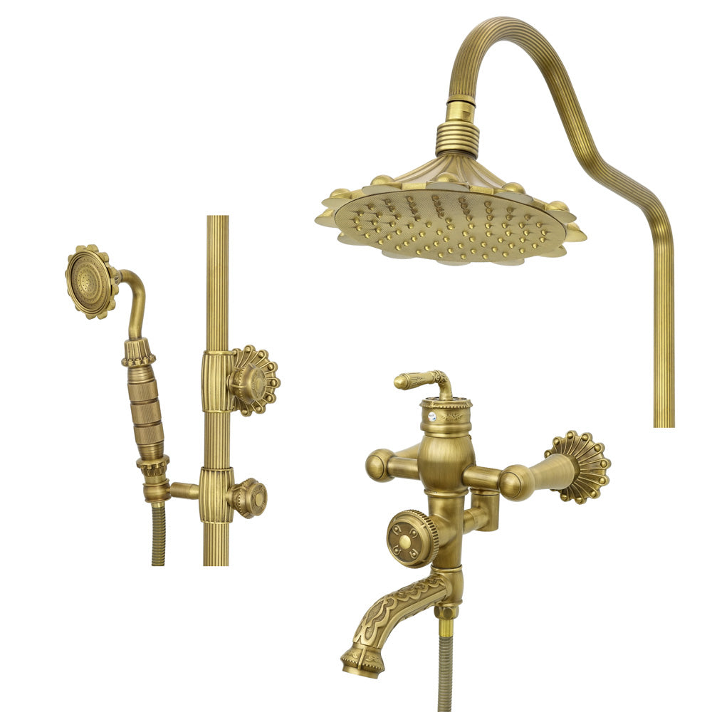 Brausebatterie Messing antik FLOWER - Palo24