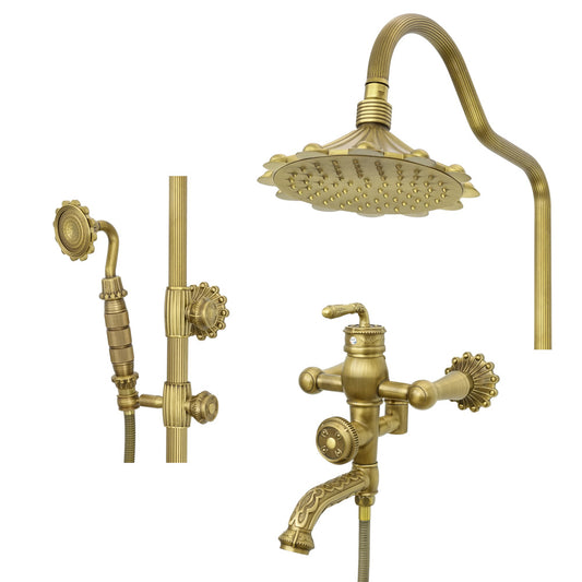 Brausebatterie Messing antik FLOWER - Palo24
