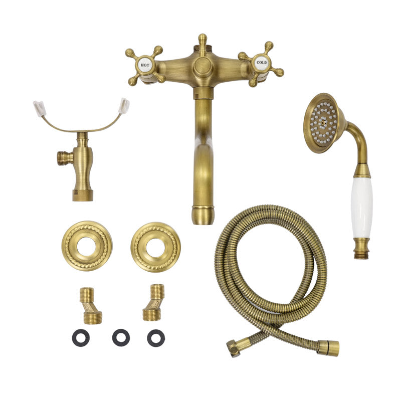 Wannenbatterie für die Wandmontage Messing antik ENNIS - Palo24