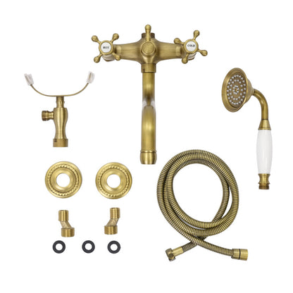 Wannenbatterie für die Wandmontage Messing antik ENNIS - Palo24