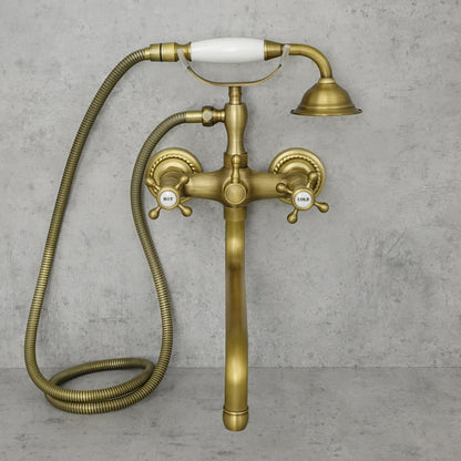 Wannenbatterie für die Wandmontage Messing antik ENNIS - Palo24