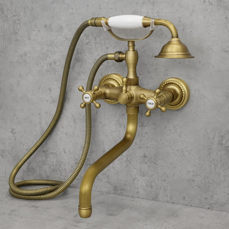 Wannenbatterie für die Wandmontage Messing antik ENNIS - Palo24