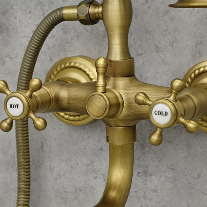 Wannenbatterie für die Wandmontage Messing antik ENNIS - Palo24